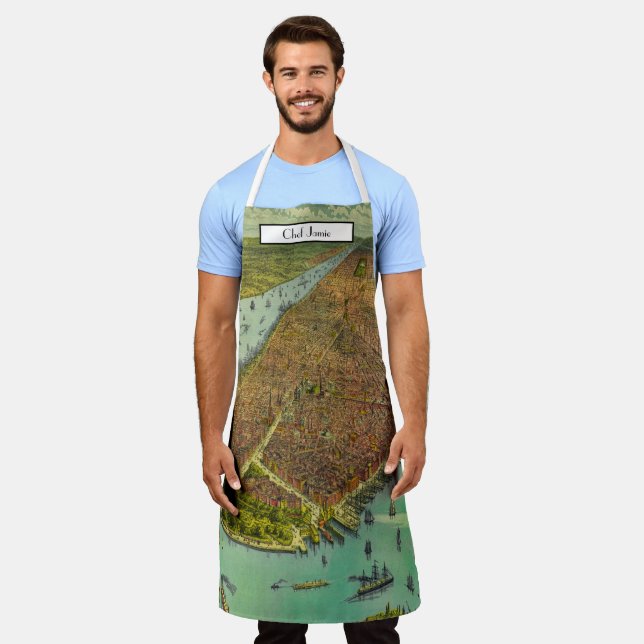 Tablier Carte des yeux de New York City Antique (Porté)