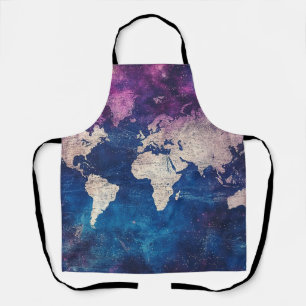 Tablier Carte du monde céleste violette de la Renaissance