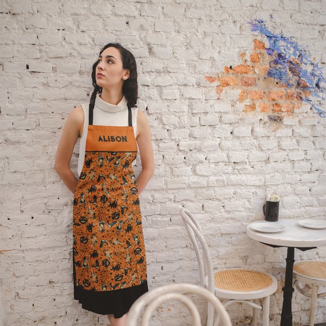 Tablier Carte graphique Retro Halloween personnalisée (Créateur téléchargé)