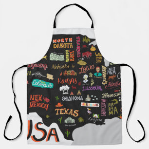 Tablier Carte illustrée des États-Unis. Poster avec états 