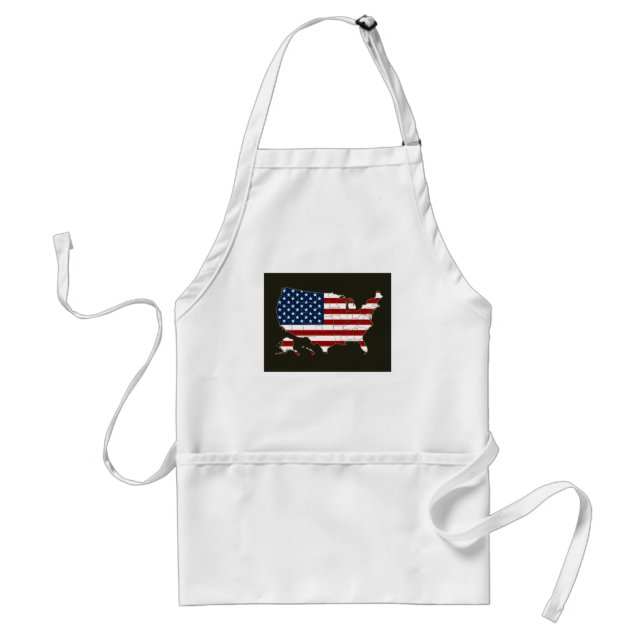 Tablier Carte USA avec drapeau américain (Devant)
