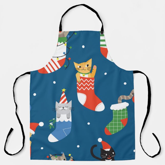 Tablier Cartographie de Noël Chats Motif mignon (Recto)