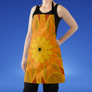 Tablier Carton Mandala Fleur orange jaune et rouge