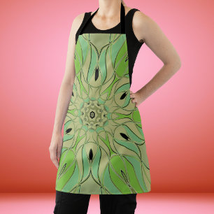 Tablier Carton Mandala Flower vert et bleu