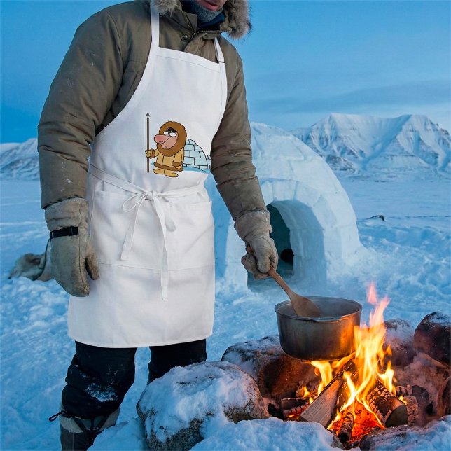 Tablier Cartoon Inuit Eskimo with Spear and Igloo (Créateur téléchargé)