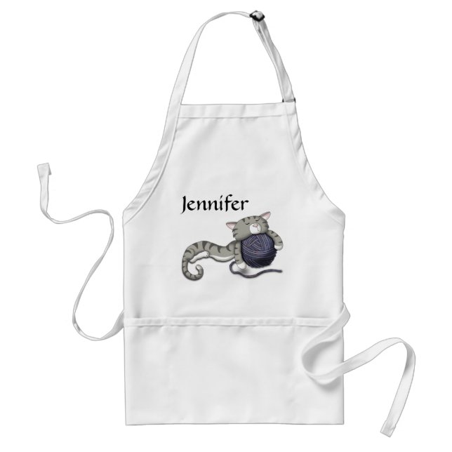 Tablier Cartoon Kitty avec boule de fil (Devant)