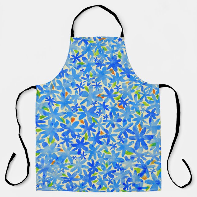 Tablier Cascade florale : Fleurs bleues Motif sans couture (Recto)