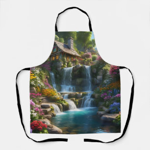 Tablier Cascades cabines de montagne paisibles fleurs