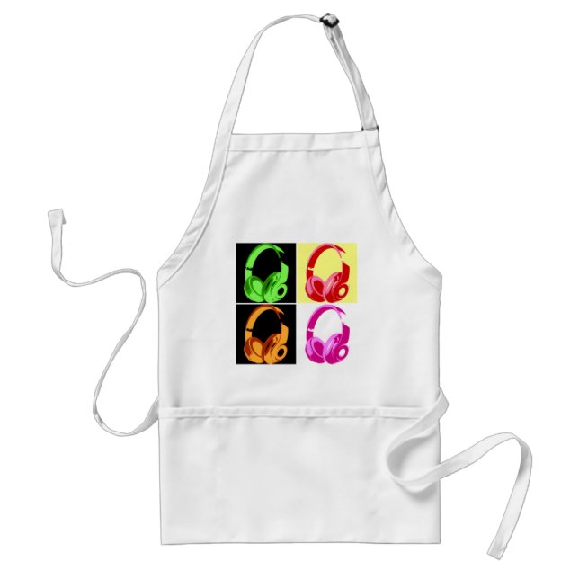 Tablier Casque de quatre couleurs Pop Art Tête Téléphone (Devant)
