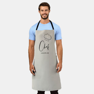 Tablier casquette et écriture beige chef personnal