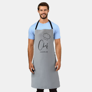 Tablier casquette et écriture gris mignon chef per