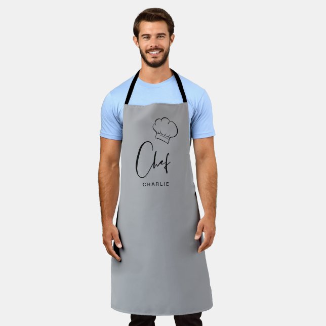 Tablier casquette et écriture gris mignon chef per (Porté)