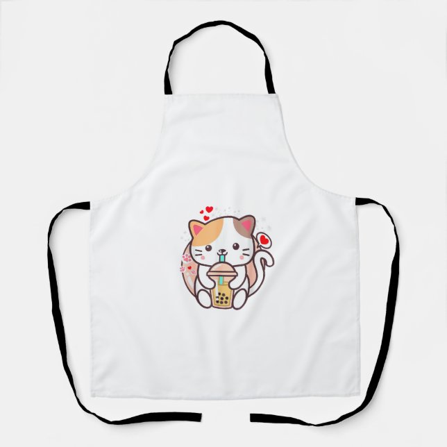 Tablier Cat Boba Tea Bubble Tea Kawaii Anime Japanese Neko (Recto)