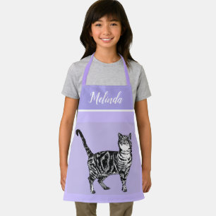 Tablier Cat Tabby Motif Pastel Chats Enfants Filles Purple