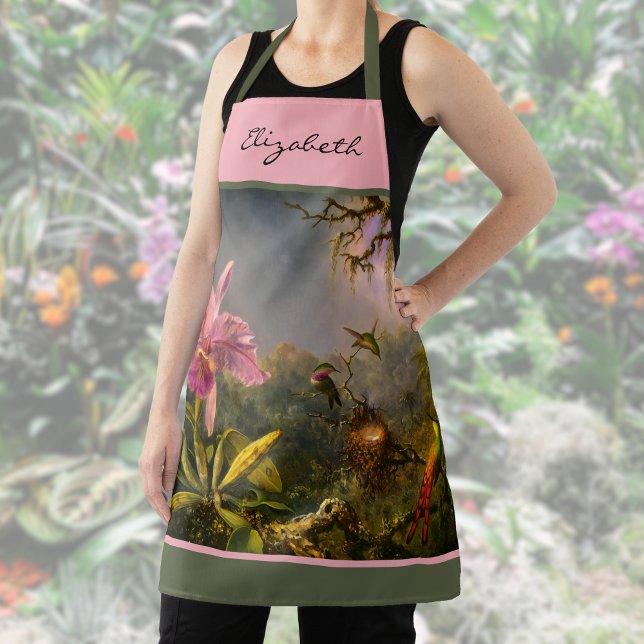Tablier Cattelya Orchidée Brésilienne Colibri Monogramme   (Créateur téléchargé)