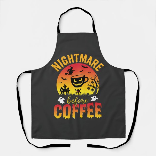 Tablier Cauchemar de café Halloween avant le café Spooky V (Recto)