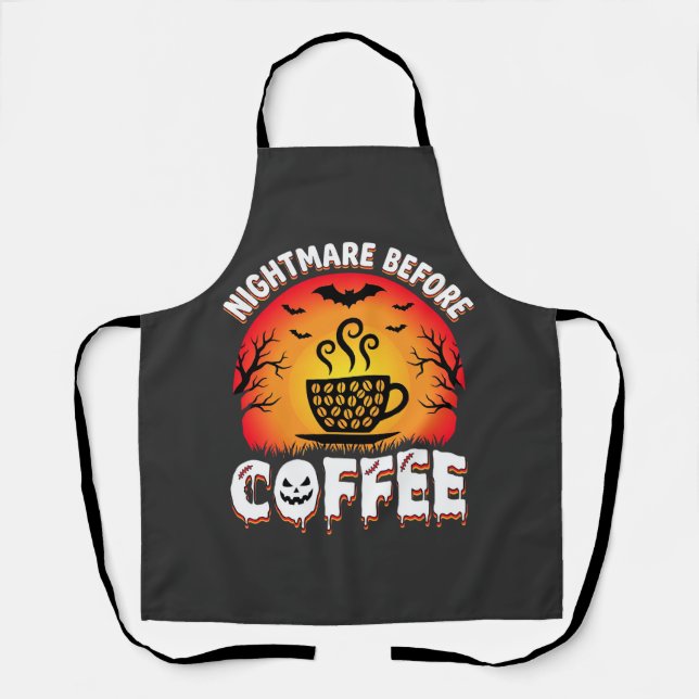 Tablier Cauchemar d'Halloween avant la Bat de café Coucher (Recto)