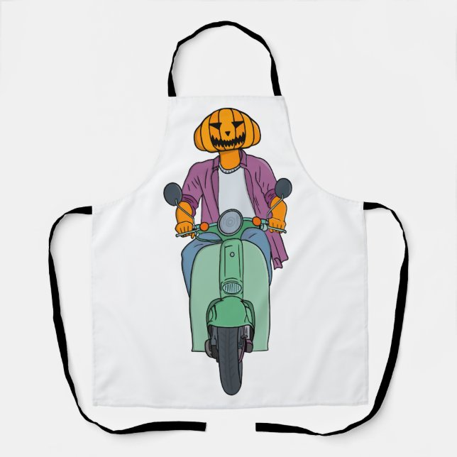 Tablier Cavalier Citrouille sur Scooter Menthe (Recto)