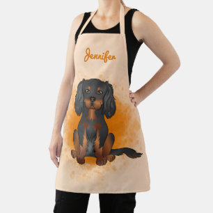 Tablier Cavalier King Charles aux poils noirs et feu sur u