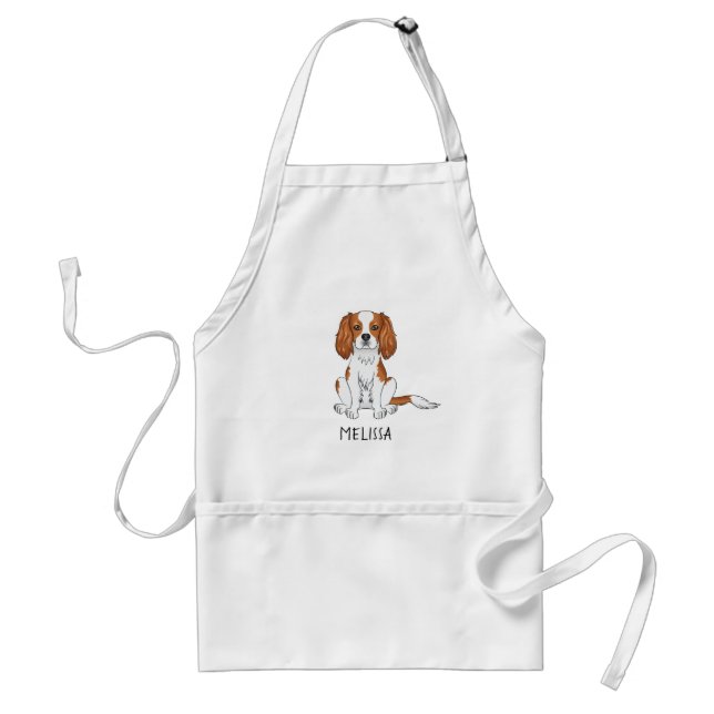Tablier Cavalier King Charles Spaniel Blenheim & Nom (Devant)