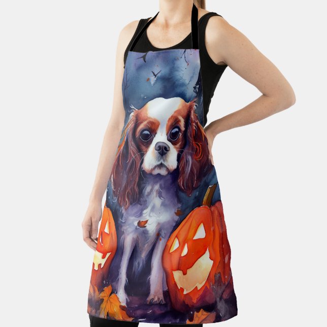 Tablier Cavalier King Charles Spaniel Citrouilles d'Hallow (Insitu)