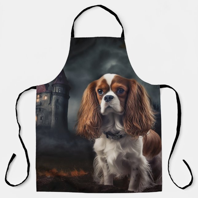 Tablier Cavalier King Charles Spaniel Halloween Épouvantab (Recto)