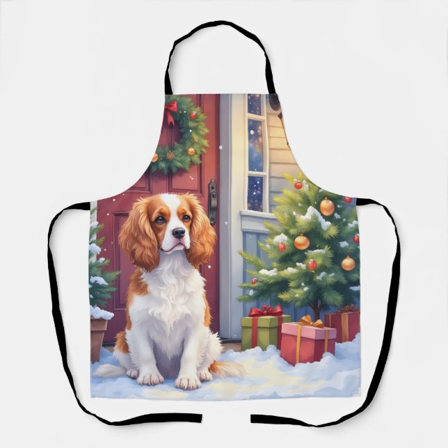 Tablier Cavalier King Charles Spaniel Noël enneigé (Recto)
