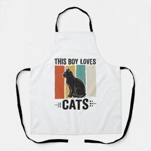Tablier Ce garçon aime les chats Design Rétro pour amateur