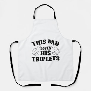 Tablier Ce papa aime ses triplés - Cadeau pour papa avec T