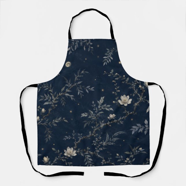 Tablier Celestial Midnight Garden Floral Navy Apron (Recto)