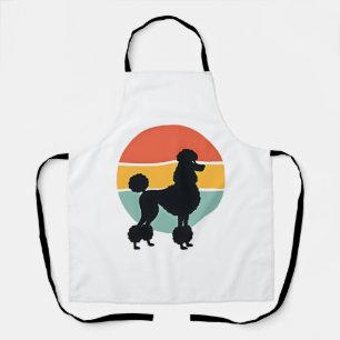 Tablier Cercle de silhouette de chien rétro coucher de sol
