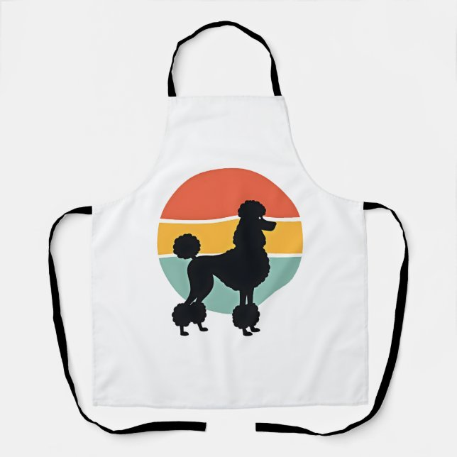Tablier Cercle de silhouette de chien rétro coucher de sol (Recto)
