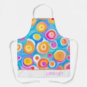 Tablier Cercles d'art Abstraits NOM Cuisine colorée Amusan