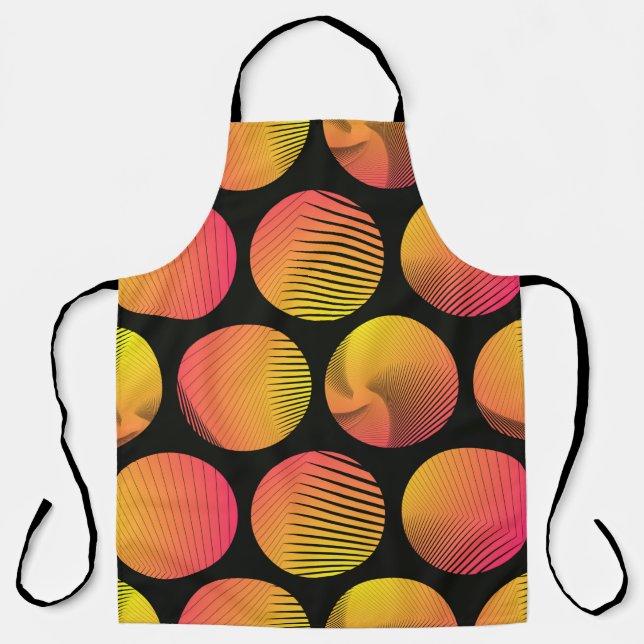 Tablier cercles graphiques sans couture motif en orange sh (Recto)