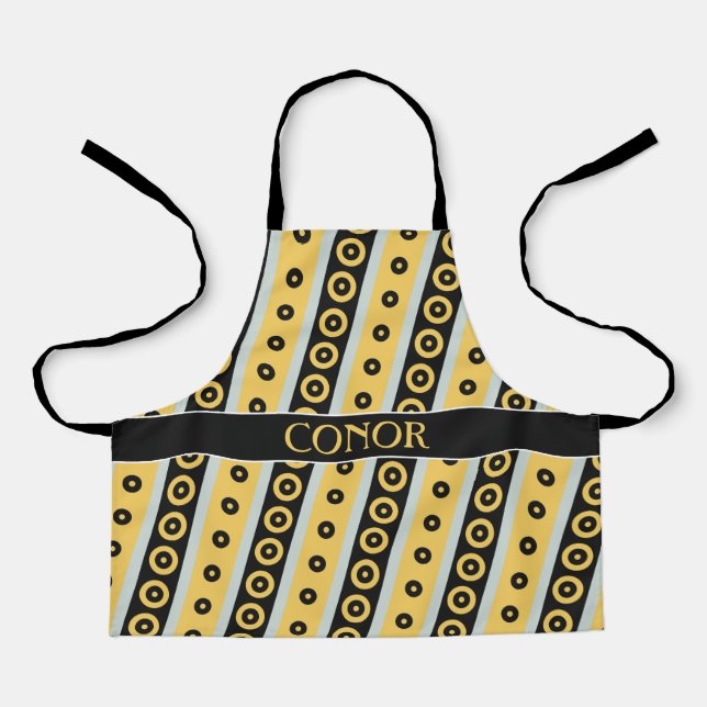 Tablier Cercles Jaune Noir minimaliste Motif (Recto)