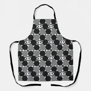 Tablier Cercles monochromes : Abstrait noir blanc et gris,
