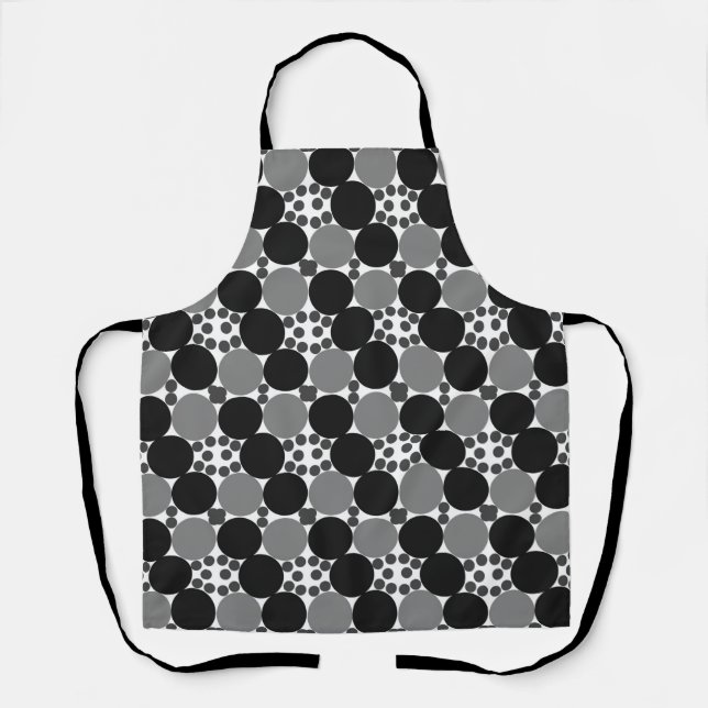 Tablier Cercles monochromes : Abstrait noir blanc et gris, (Recto)