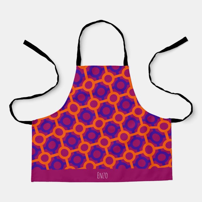 Tablier Cercles orange violet Motif minimal (Recto)