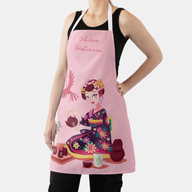 Tablier Cérémonie japonaise personnalisée de thé, grue (Insitu)