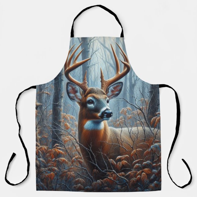 Tablier Cerf buck à queue blanche en forêt (Recto)