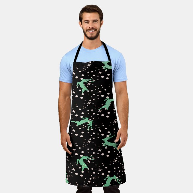 Tablier Cerf de Noël Étoile Motif Hiver  (Porté)