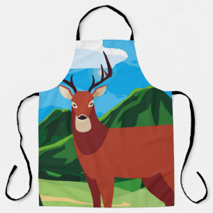 Tablier Cerf heureux saison d'automne plat animal, art, un