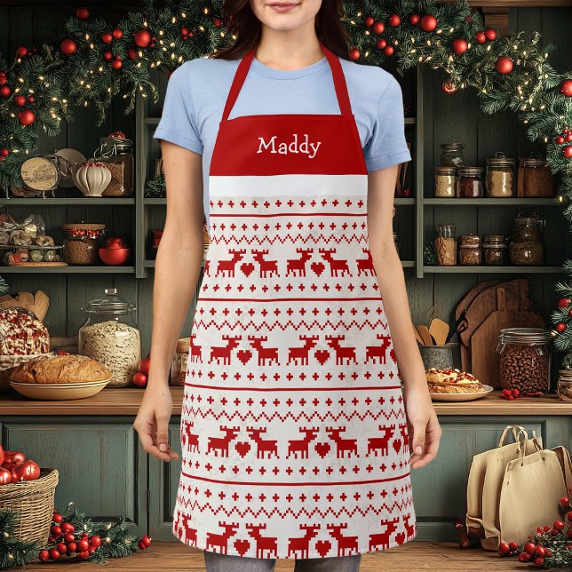 Tablier Cerf Monogramme de Pull de Noël Laid (Créateur téléchargé)