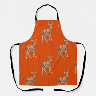 Tablier Cerf sur fond rouge