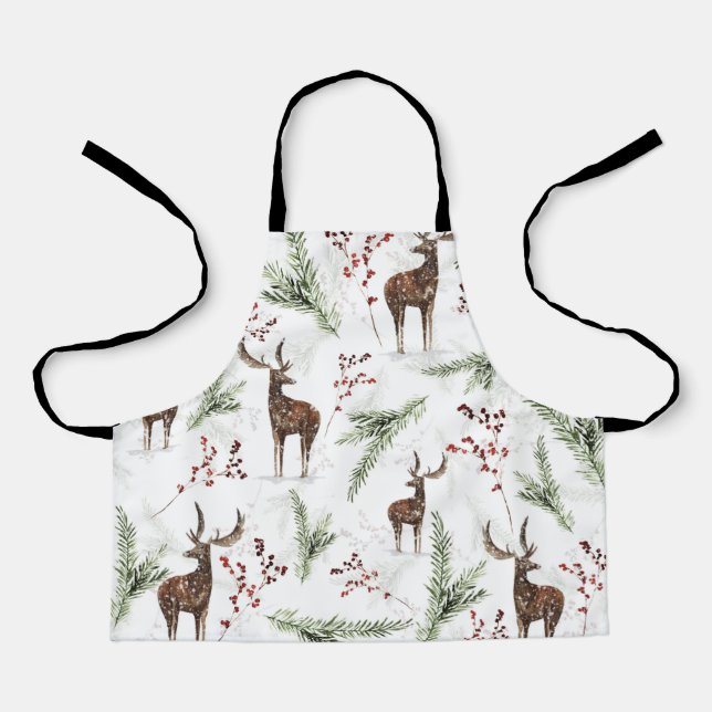 Tablier Cerfs Et Aiguilles Motifs D'Hiver (Recto)