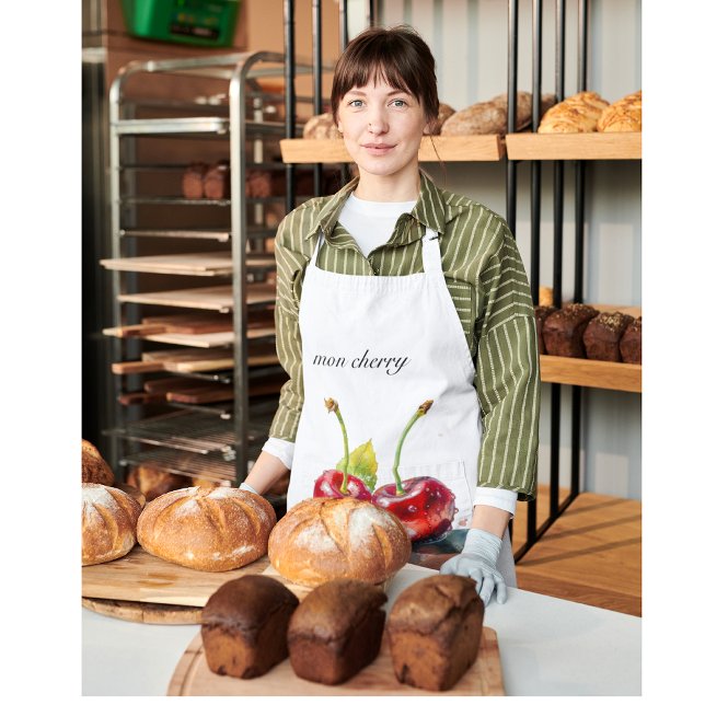 Tablier Cerises amoureuses en Aquarelle, sur mesure (Créateur téléchargé)