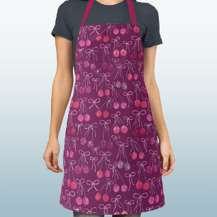 Tablier Cerises Rubans et Bows Motif d'aquarelle