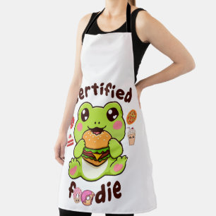 Tablier Certified Foodie Adorable Frog Kawaii Mangeant Un