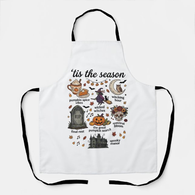 Tablier C'est la saison Halloween Sorcière Citrouille Crân (Recto)