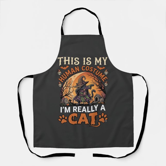Tablier C'est Mon Costume D'humain Réellement Chat Hallowe (Recto)